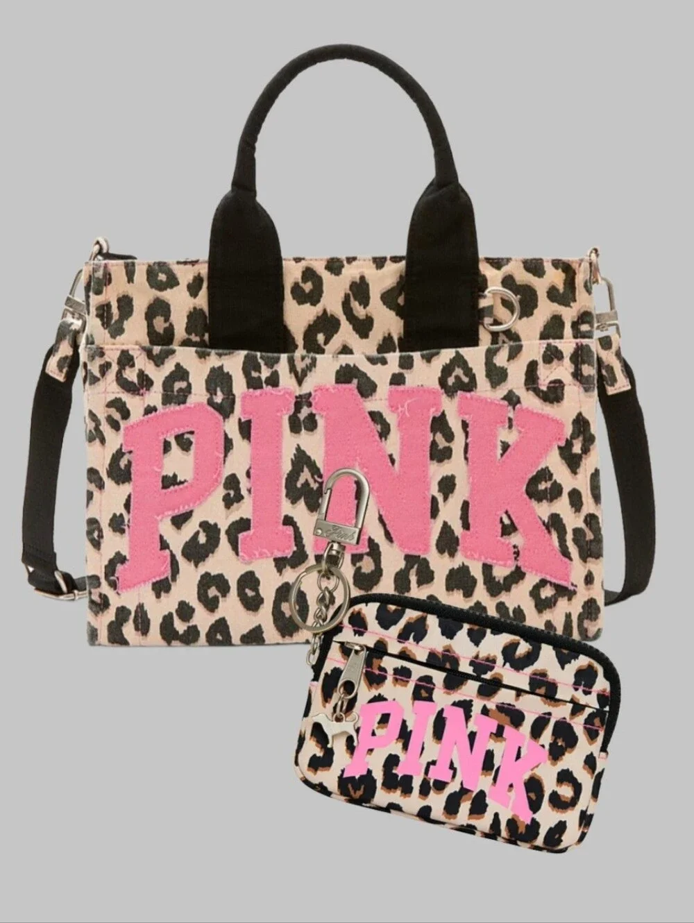 VS PINK Mini Crossbody Tote Bag with Cardholder Keychain NWT